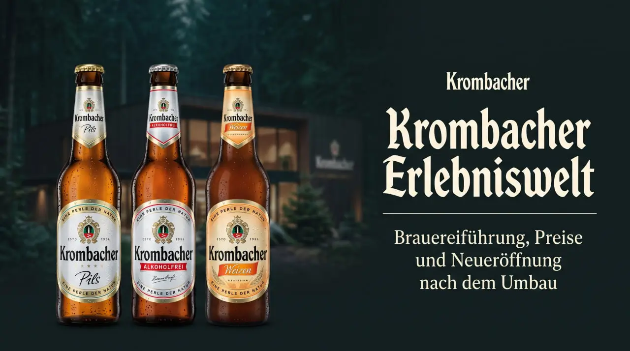 Krombacher Erlebniswelt in Krombach: Eingang zum Besucherzentrum der Brauerei